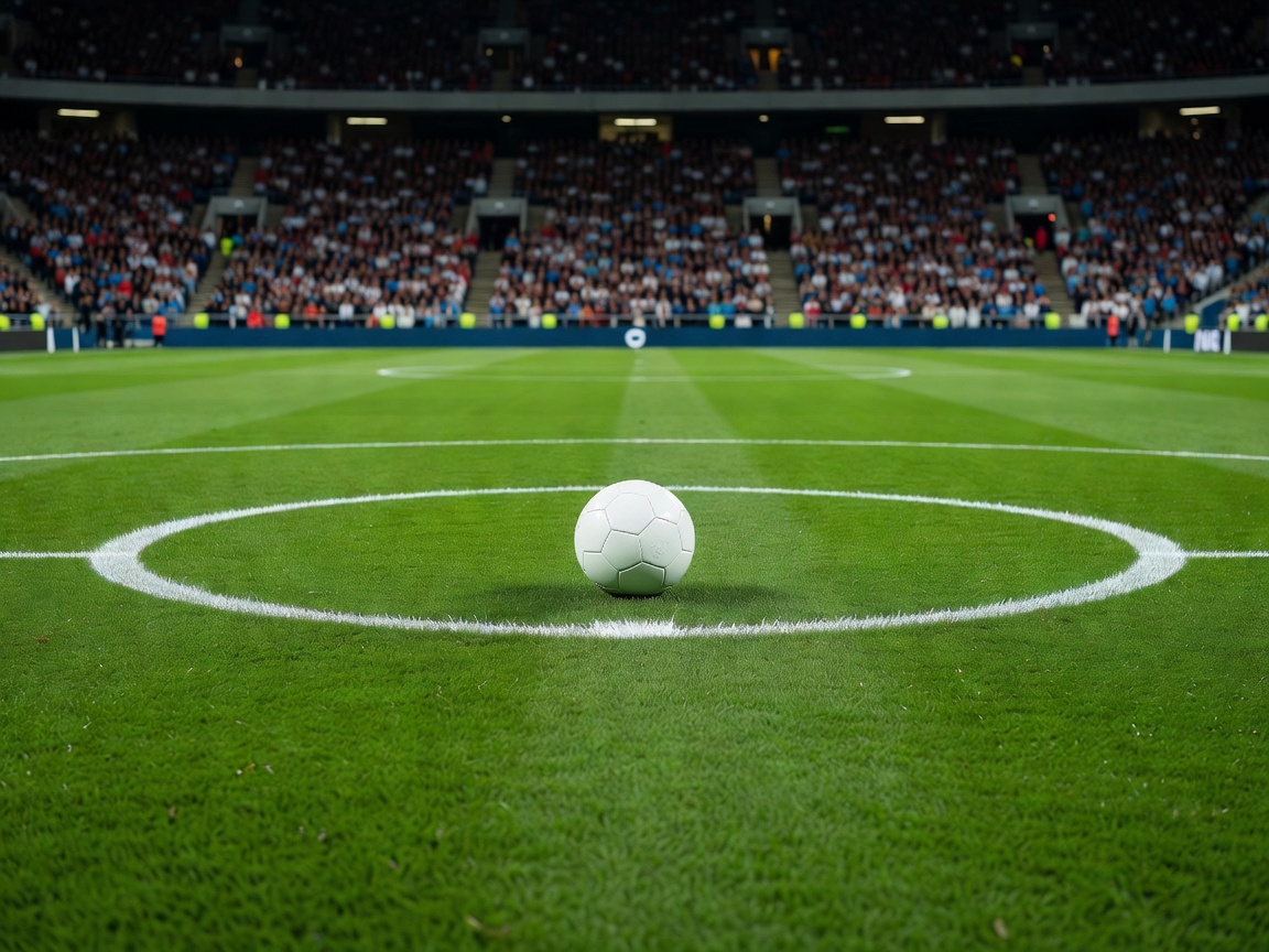 Football sitting on the center spot ready to begin the Jordan vs Argentina fixture