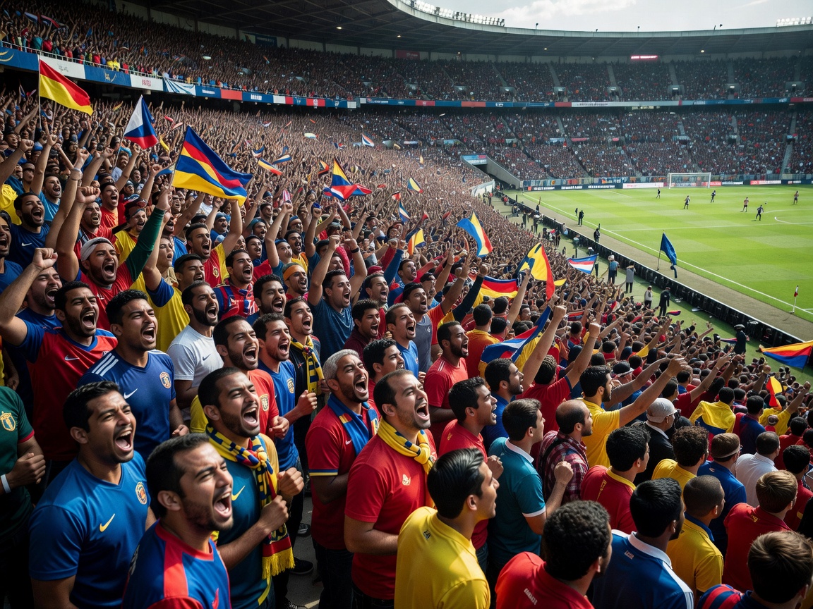View of a crowded football stadium from the stands representing our passion for the game